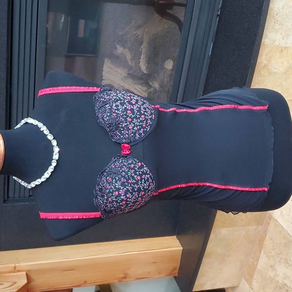 Black floral lingerie bra top